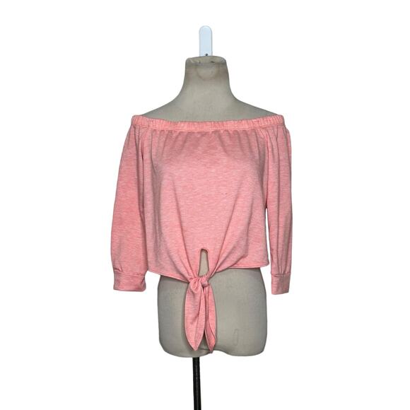 Vernacular pink 3/4 sleeves off shoulder crop top size Large - Picture 1 of 10